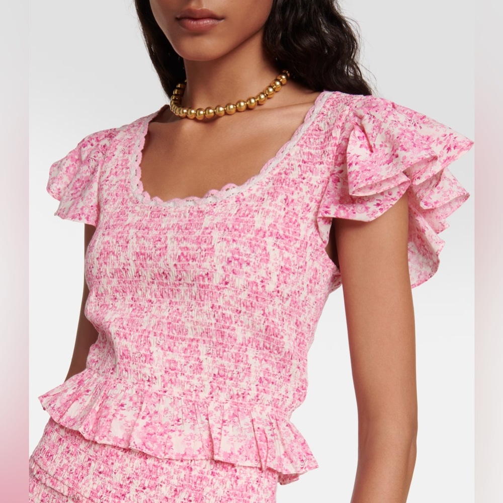 Love Shack Fancy Milta Top Size Small NWT Pink Berry Fields